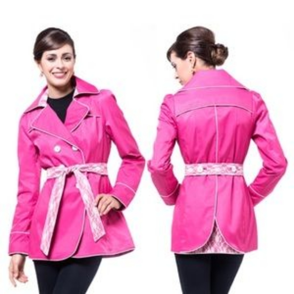 XS Betsey Johnson Trench Coat in Hot Pink